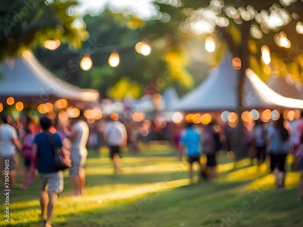 Obraz Abstract blur image of day festival in garden with bokeh for background usage