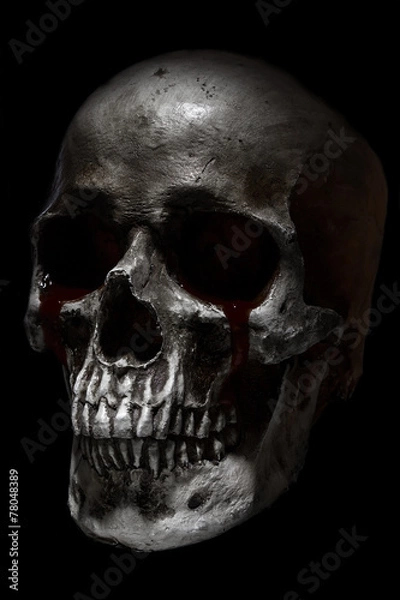 Obraz Scary human skull, crying blood