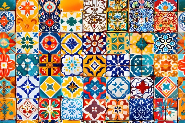 Obraz Colorfull patchwork Moroccan stile, seamless pattern