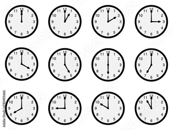 Fototapeta アナログ時計のイラストセット