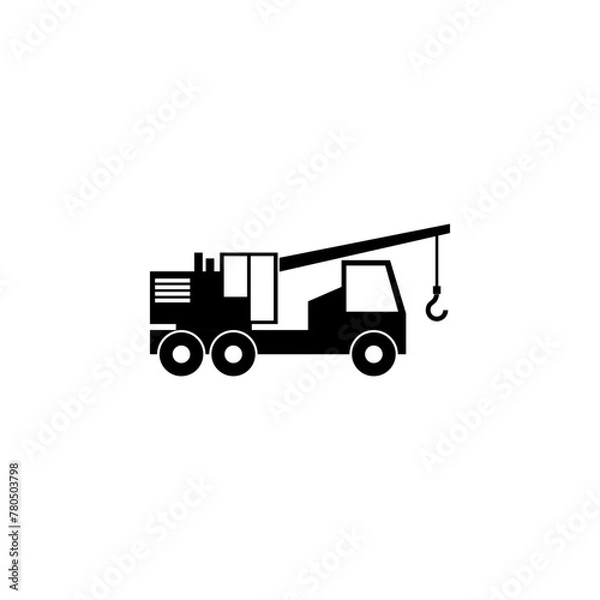 Fototapeta Crane Truck flat vector icon. Simple solid symbol isolated on white background