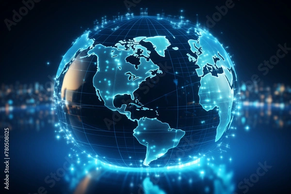 Obraz Concept of global network and connectivity on Earth, data transfer and cyber technology