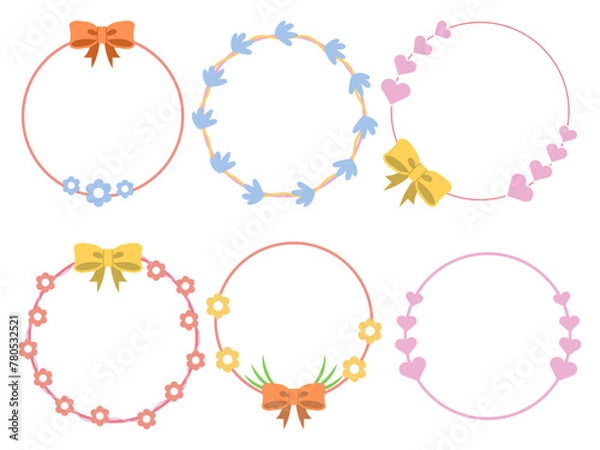Fototapeta Various collections of Mother's Day doddle border frames flat design