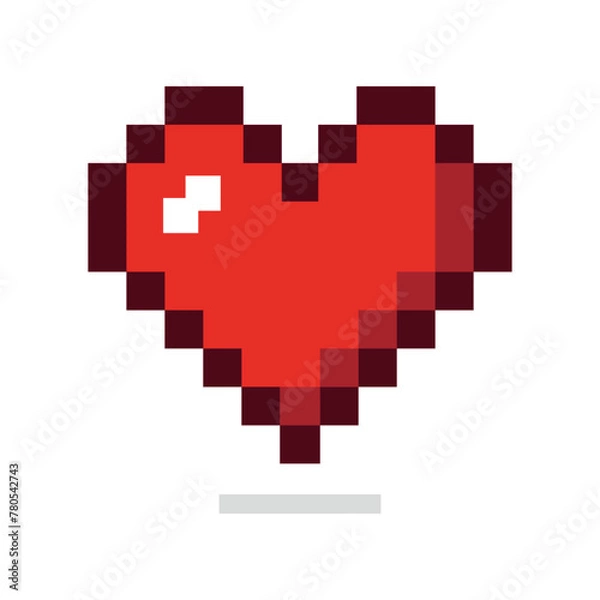 Fototapeta Pixelated Heart With Shadow