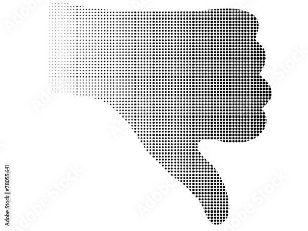 Fototapeta halftone down thumb hand