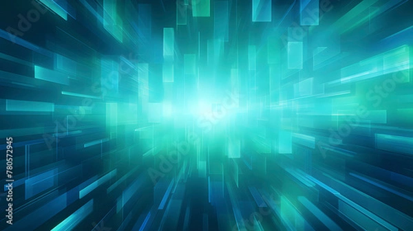 Fototapeta Digital green and blue geometry wave abstract graphic poster web page PPT background