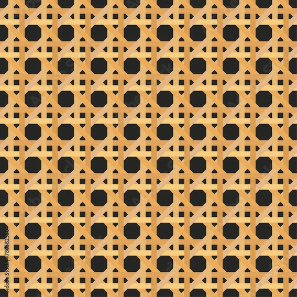 Fototapeta Rattan Weave Texture Seamless Pattern Cane Webbing for Furniture Print