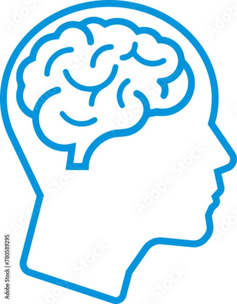 Obraz human head with brain line vector icon