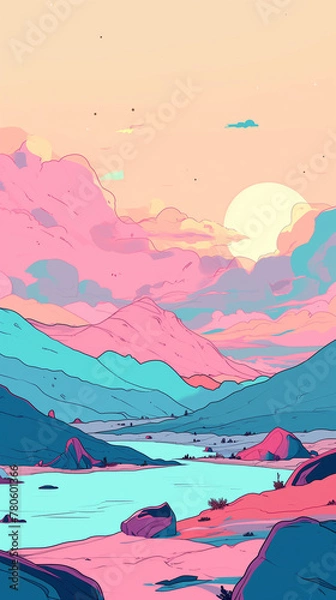 Fototapeta sunset in the mountains