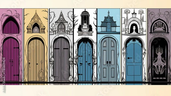 Fototapeta multiple doors