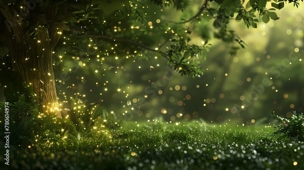 Fototapeta Digital stars lights trees poster background web page PPT background