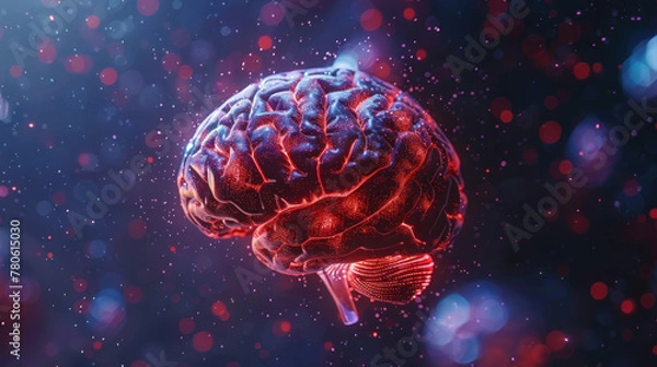 Fototapeta Human brain levitating in virtual holographic space