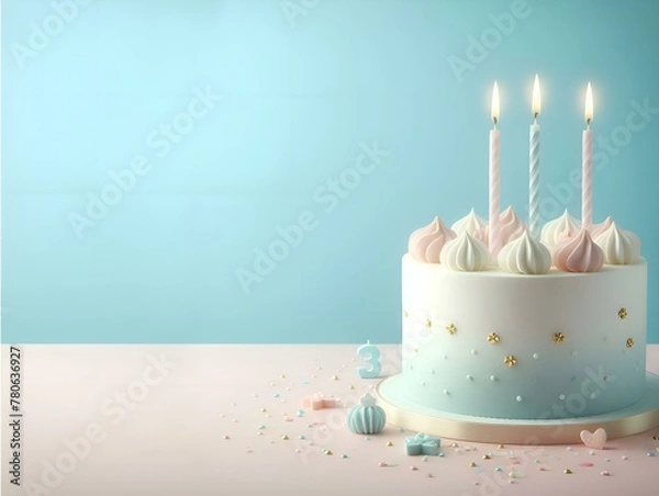 Fototapeta Birthday background with cake
