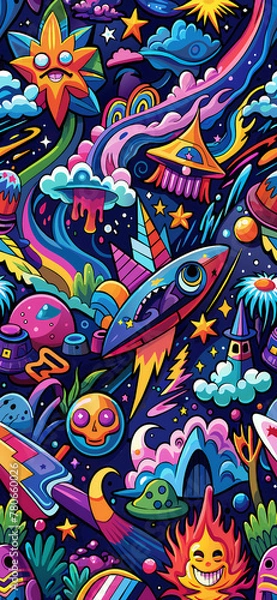 Obraz  graffiti universe seamless pattern
