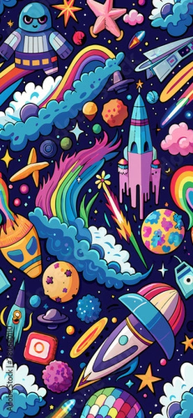 Obraz  graffiti universe seamless pattern