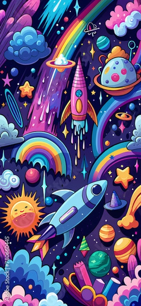 Obraz  graffiti universe seamless pattern