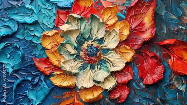 Obraz Layered Petals: A Floral Oil Painting in Thick Strokes