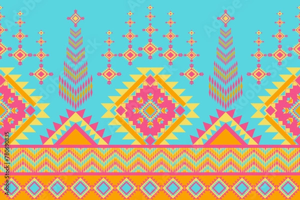Fototapeta Traditional ethnic,geometric ethnic fabric pattern for textiles,rugs,wallpaper,clothing,sarong,batik,wrap,embroidery,print,background,vector illustration,