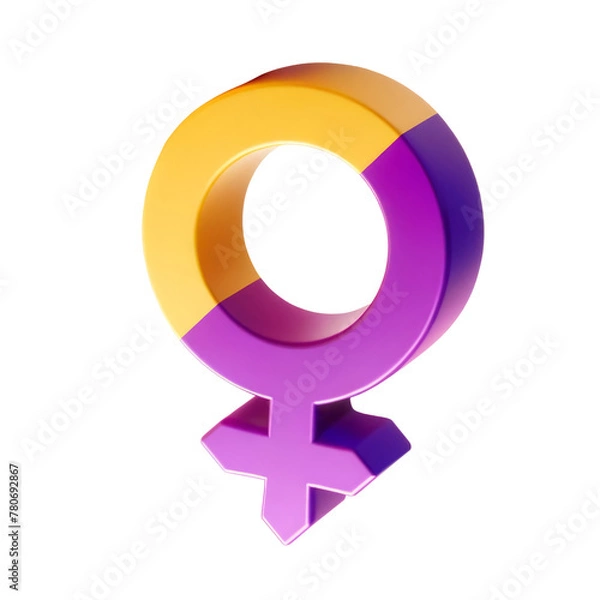 Fototapeta A woman's symbol is shown in a 3D form Pride Day and Month, Rainbow ,3d render isolated transparent.