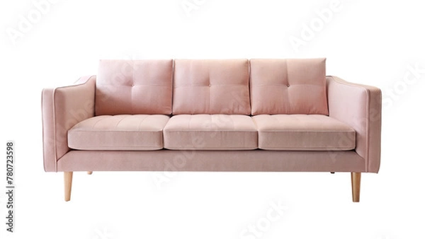 Fototapeta Pink sofa isolated on transparent background