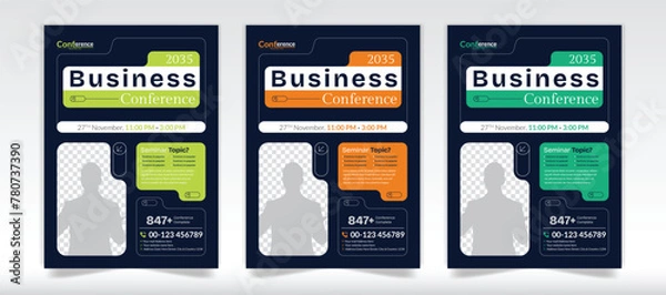 Obraz Modern conference flyer template and Three color variations conference flyer template