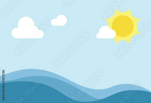 Fototapeta Blue clear sky with sun and clouds