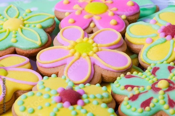 Obraz Easter traditional Gingerbread cookies background