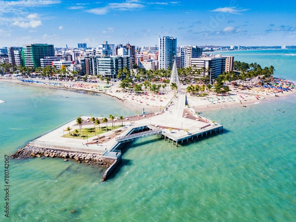 Fototapeta Aerial view of the city of Maceió with Marco dos Corais and Ponta Verde Beach