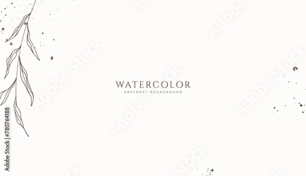 Fototapeta Abstract horizontal watercolor background. Neutral light brown white colored empty space background illustration