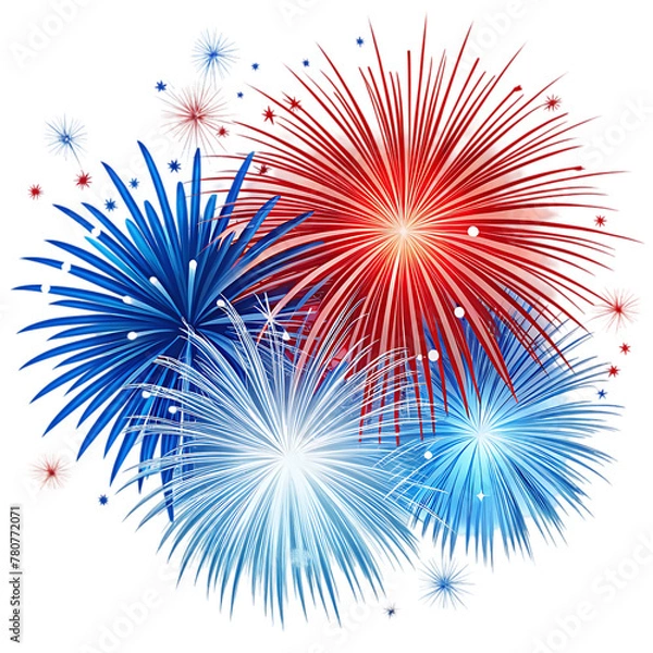 Obraz red and blue fireworks 4th of july