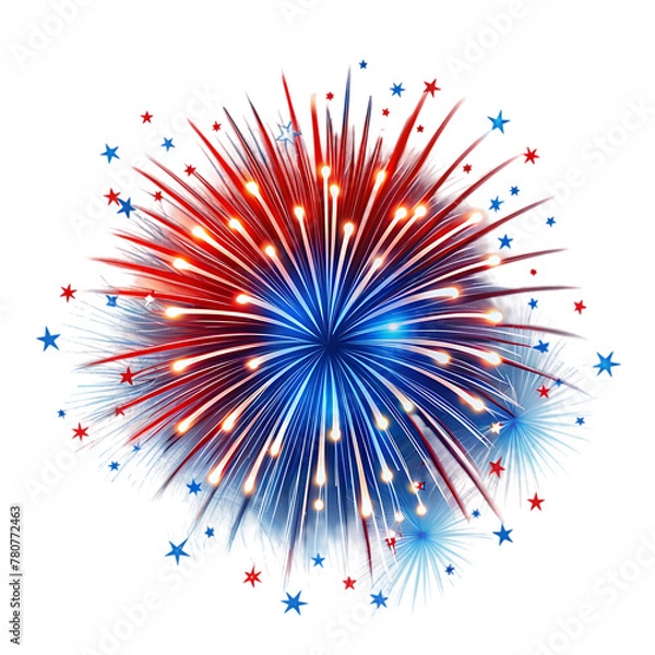 Obraz red and blue fireworks 4th of july