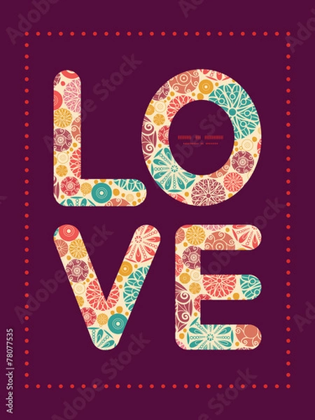 Fototapeta Vector abstract decorative circles love text frame pattern