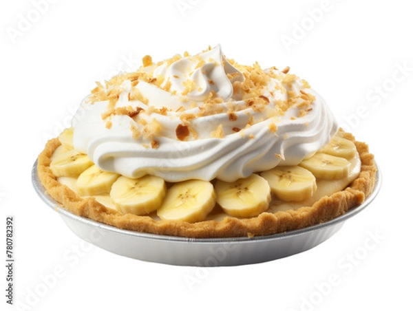 Fototapeta Banana Cream Pie isolated on transparent png background. Generative ai