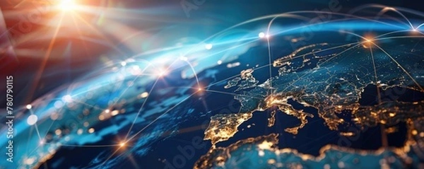 Obraz A global network connection over the planet earth.