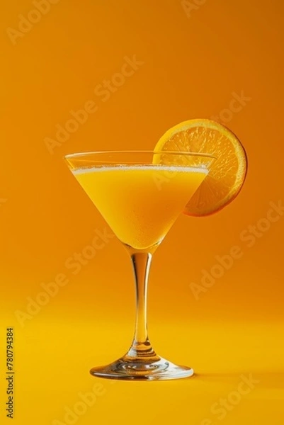 Fototapeta Refreshing Glass of Orange Juice With Slice of Orange