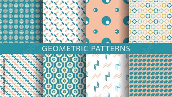 Fototapeta Seamless wallpaper patterns for design. Vector illustration.