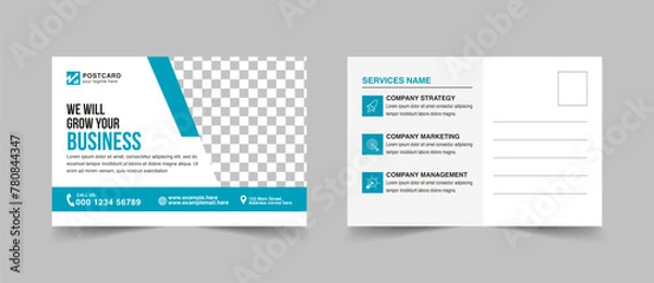 Fototapeta Postcard Layout Template. Simple and Clean Modern Minimal Postcard Design