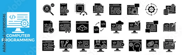 Fototapeta Computer Programming icon set for design elements	