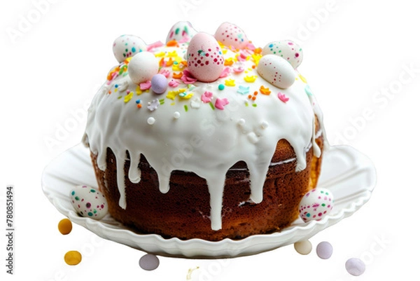 Obraz Easter Cake With White Icing and Sprinkles