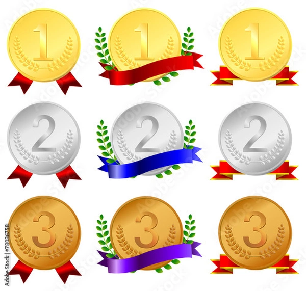 Obraz 金銀銅メダル（月桂樹、順位付き）