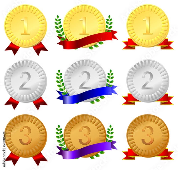 Obraz 金銀銅メダル（放射柄、ナンバー入り）