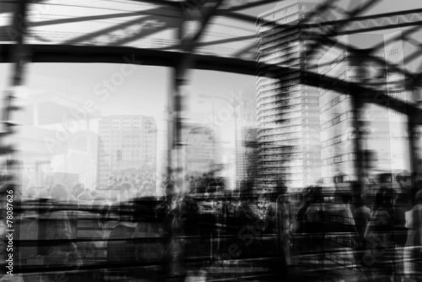 Obraz people at rush hour walking on the street in city background