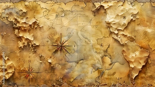 Fototapeta A weathered map