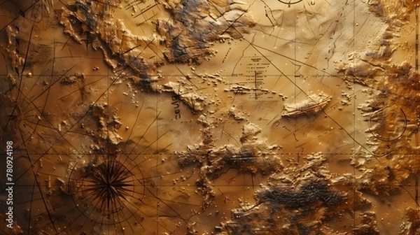 Fototapeta A weathered map