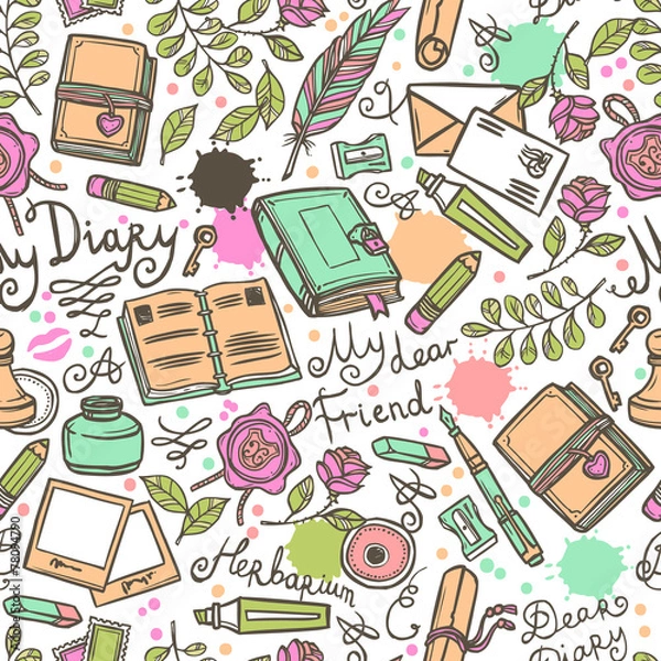 Fototapeta Diary Seamless Pattern