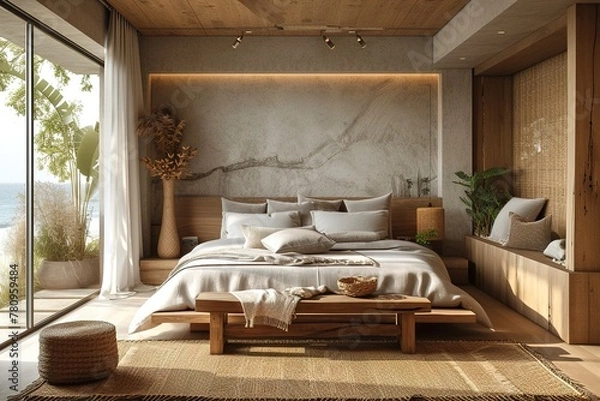 Obraz Modern coastal bedroom with serene colors