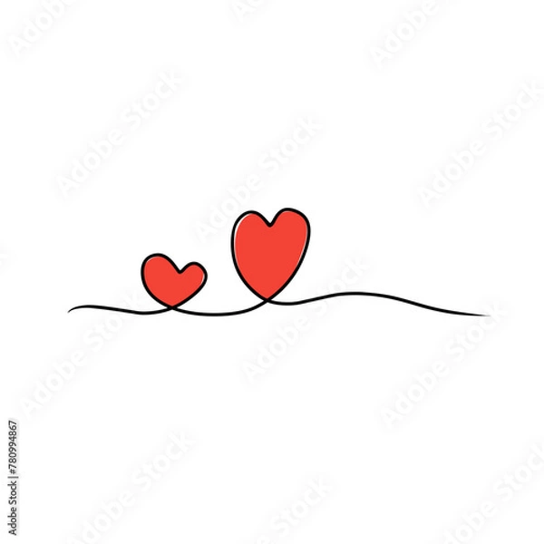 Fototapeta tangled line with love shape