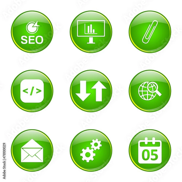 Fototapeta SEO Internet Sign Green Vector Button Icon Design Set 6