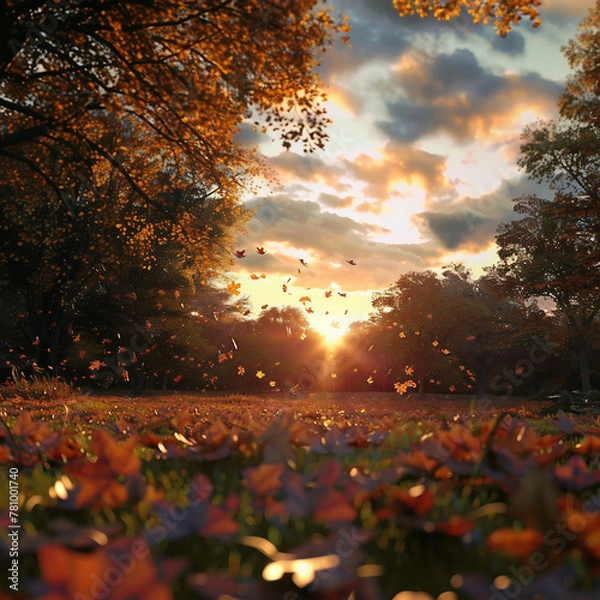 Obraz sunset in the park