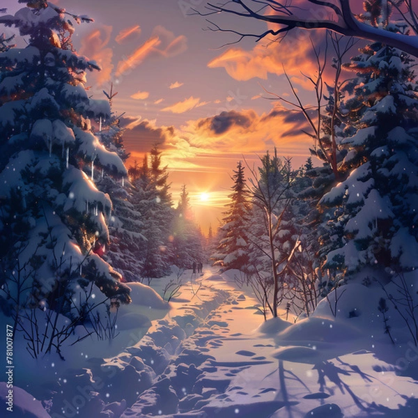 Obraz sunset in winter